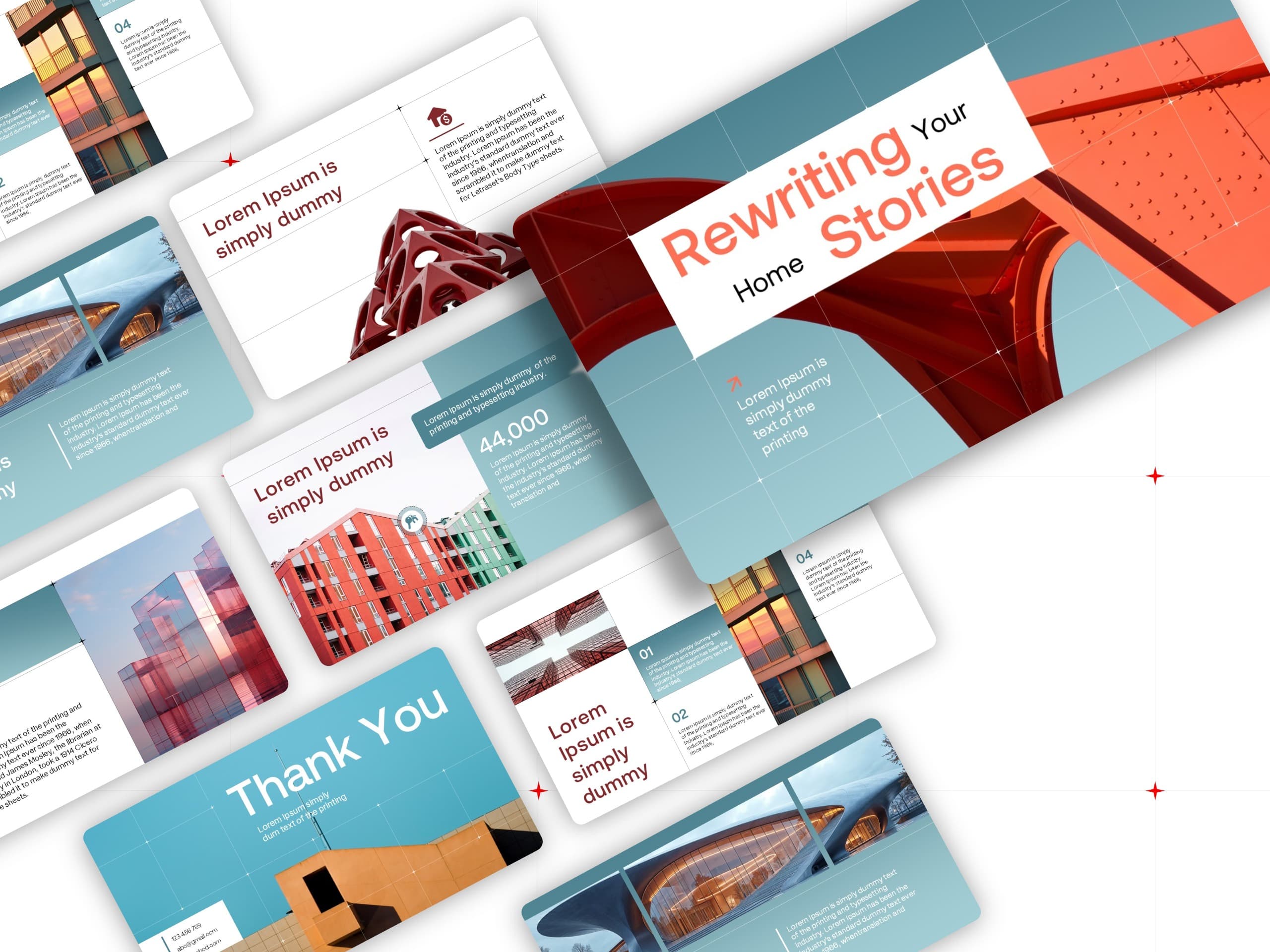 Sample slides from a branded slide template system